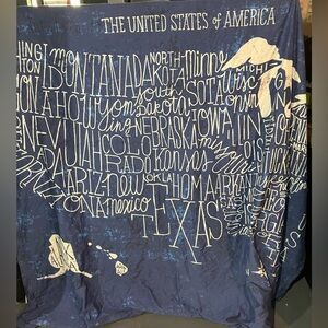 Navy Blue USA Map Duvet Cover